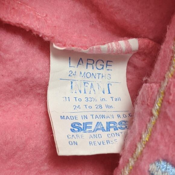 Vintage Sears Romper Baby Girls Size 6m Pink Duck Applique Jumpsuit - Picture 3 of 3